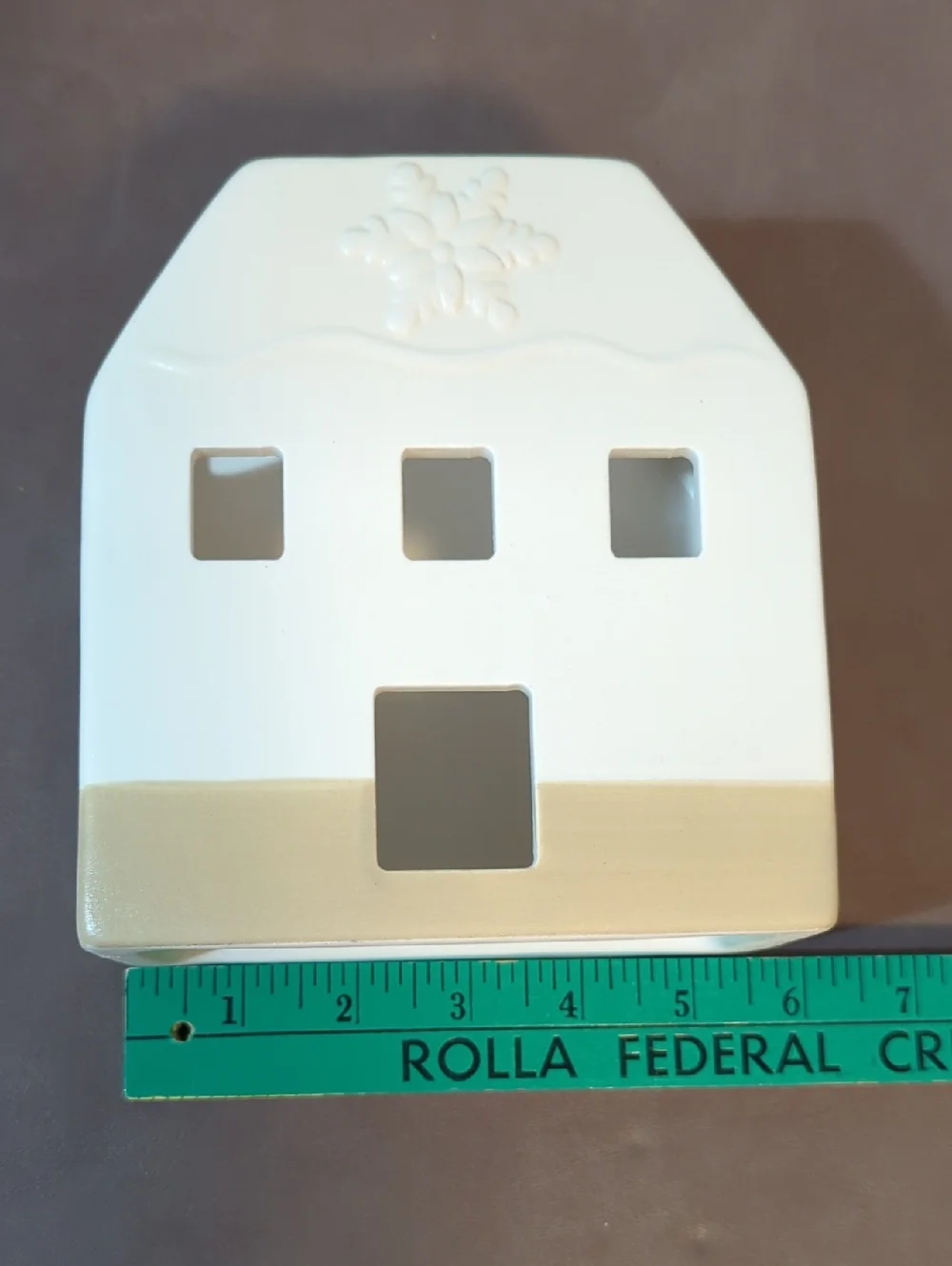 White And Tan Ceramic House Napkin Holder Kitchen Utensils Holder Winter Theme